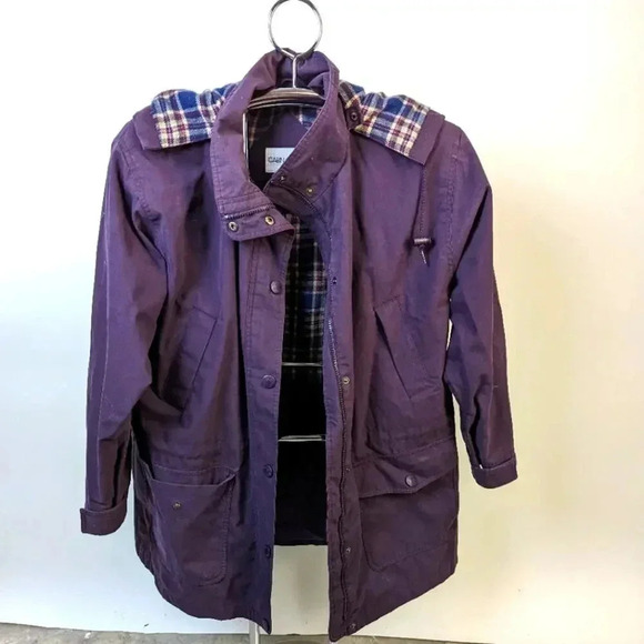 Cabin Creek Purple Plaid Hooded Jacket- Large - Picture 1 of 4